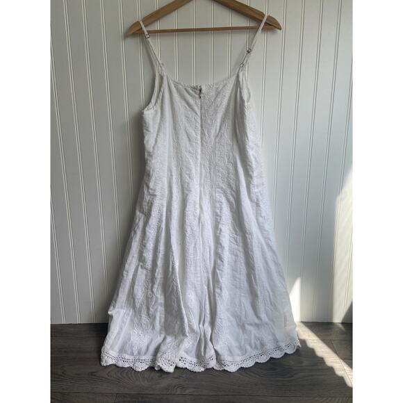 Lauren Ralphh Lauren Dress Women's 8 White Embroidered Knit Adjustable Floral - Picture 6 of 7